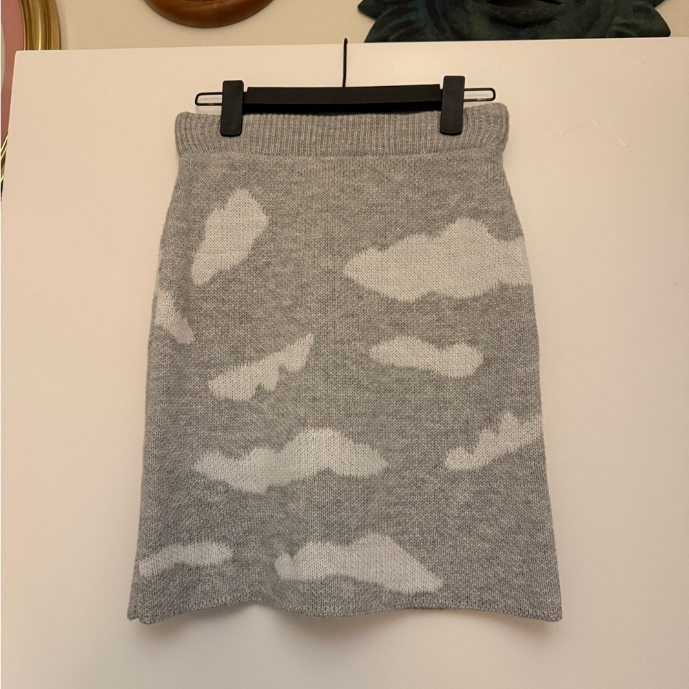 Elegant Gray Cloud Pattern Mini Skirt